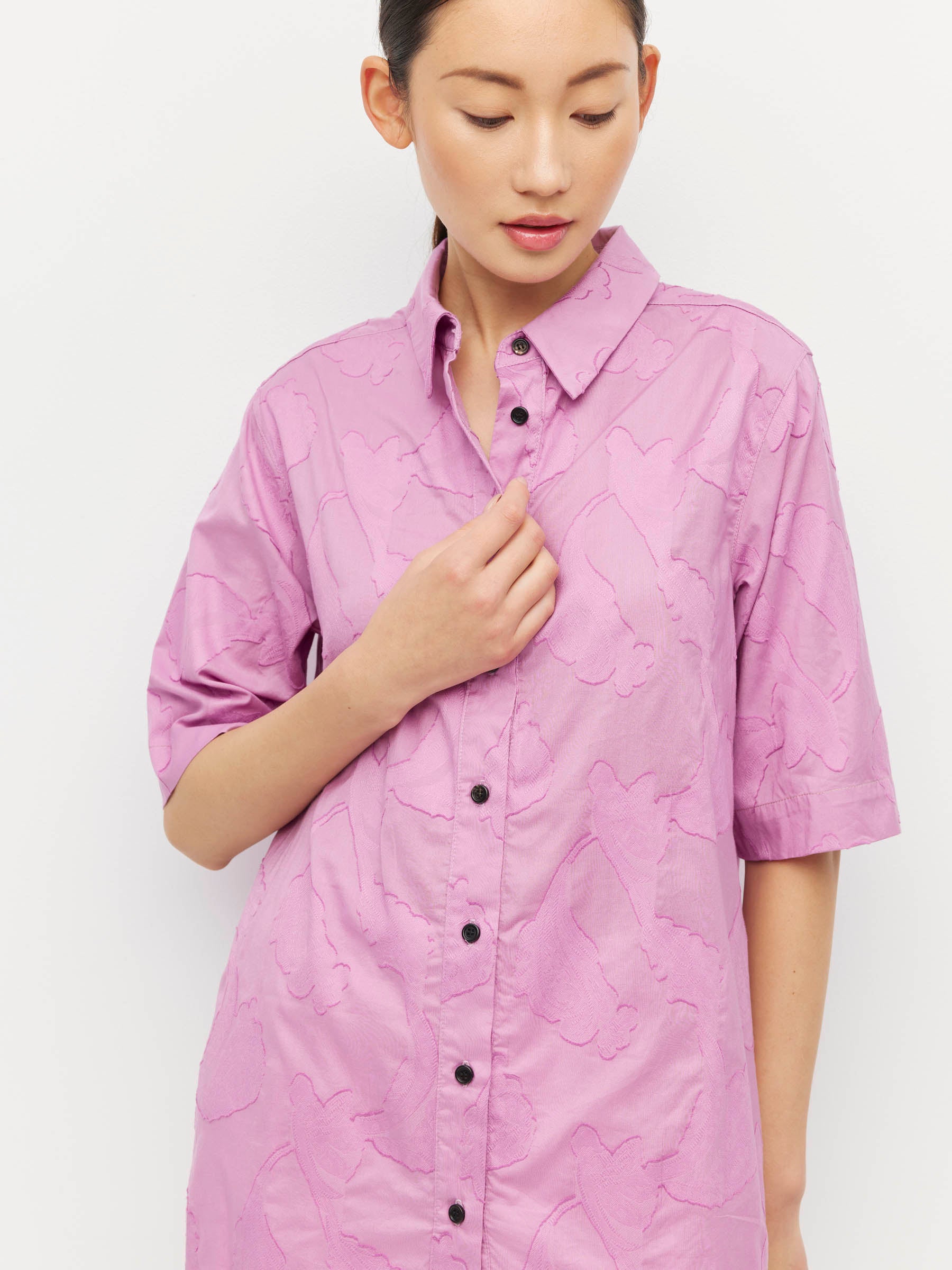 Eli Shirt (Floral Cotton Jacquard) Lilac – Juliette Hogan