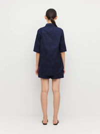 Eli Shirt (Floral Cotton Jacquard) Navy