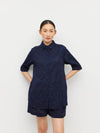 Eli Shirt (Floral Cotton Jacquard) Navy