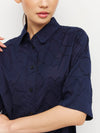 Eli Shirt (Floral Cotton Jacquard) Navy