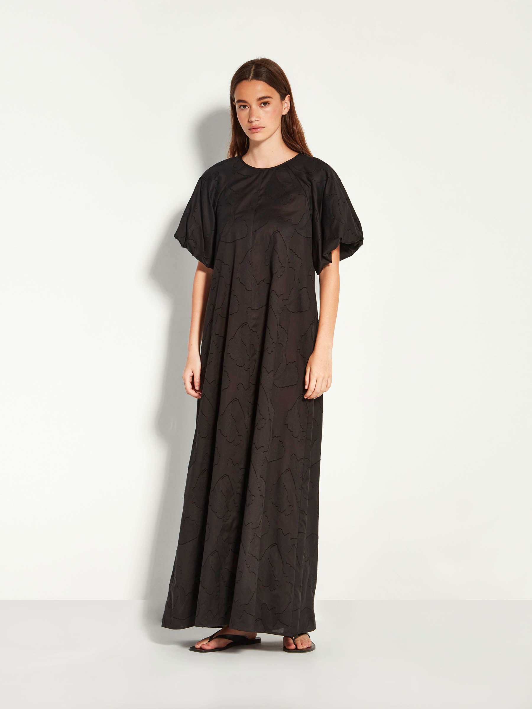 Emmy Dress (Floral Cotton Jacquard) Black
