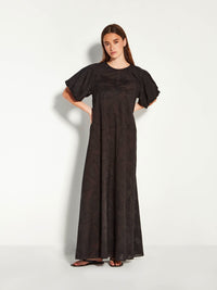 Emmy Dress (Floral Cotton Jacquard) Black