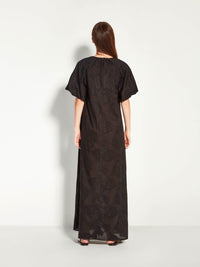 Emmy Dress (Floral Cotton Jacquard) Black
