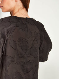 Emmy Dress (Floral Cotton Jacquard) Black