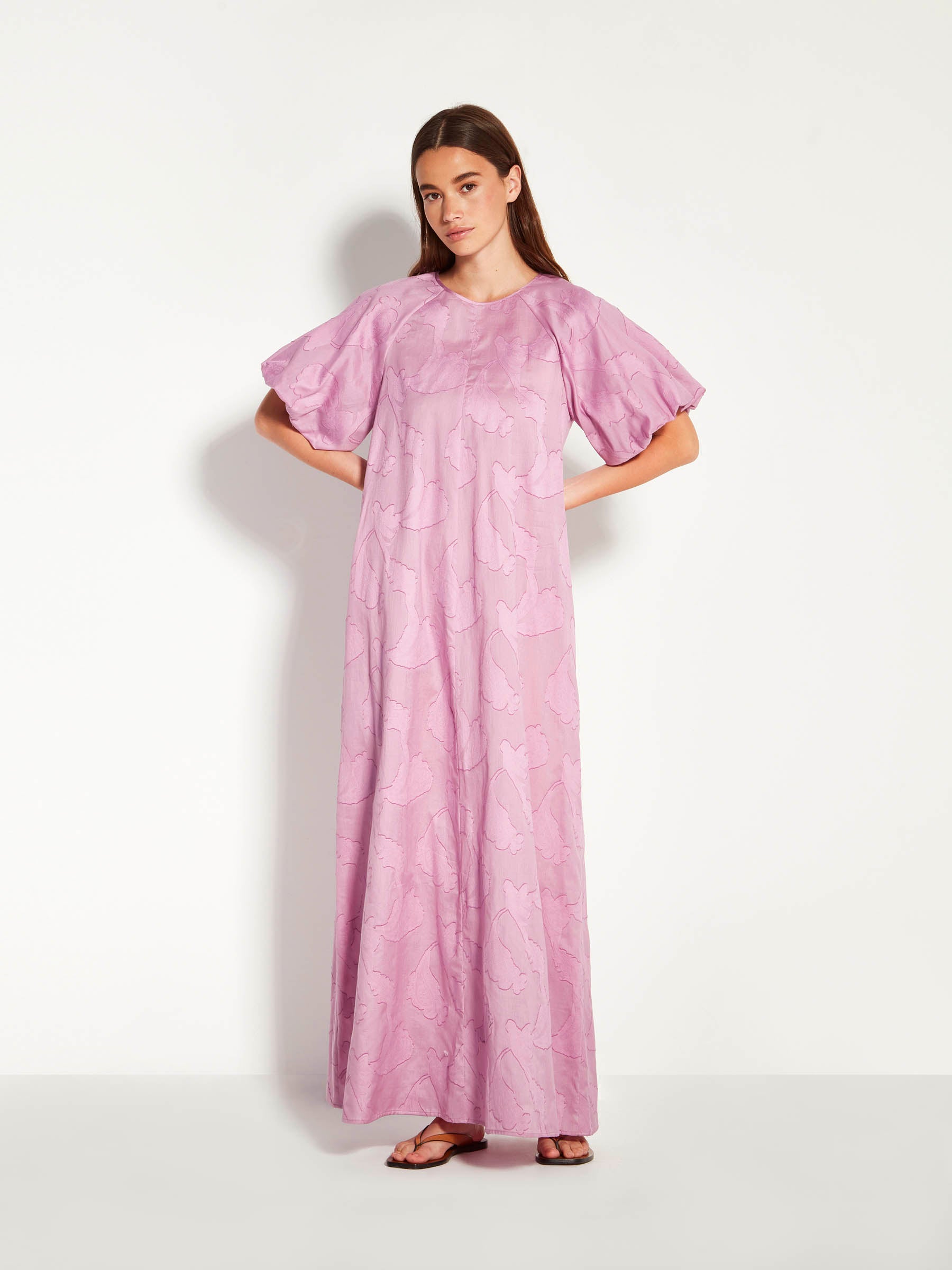 Emmy Dress (Floral Cotton Jacquard) Lilac