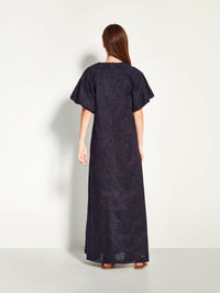 Emmy Dress (Floral Cotton Jacquard) Navy
