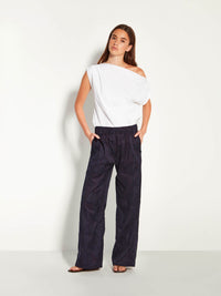 Koa Trouser (Floral Cotton Jacquard) Navy