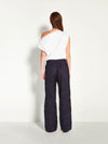 Koa Trouser (Floral Cotton Jacquard) Navy