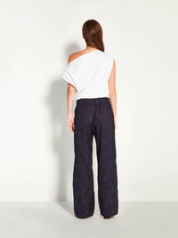 Koa Trouser (Floral Cotton Jacquard) Navy
