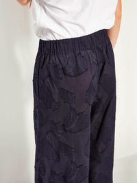 Koa Trouser (Floral Cotton Jacquard) Navy