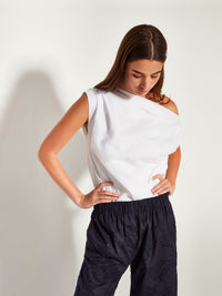 Koa Trouser (Floral Cotton Jacquard) Navy