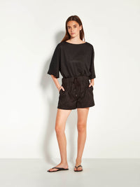 Robin Short (Floral Cotton Jacquard) Black
