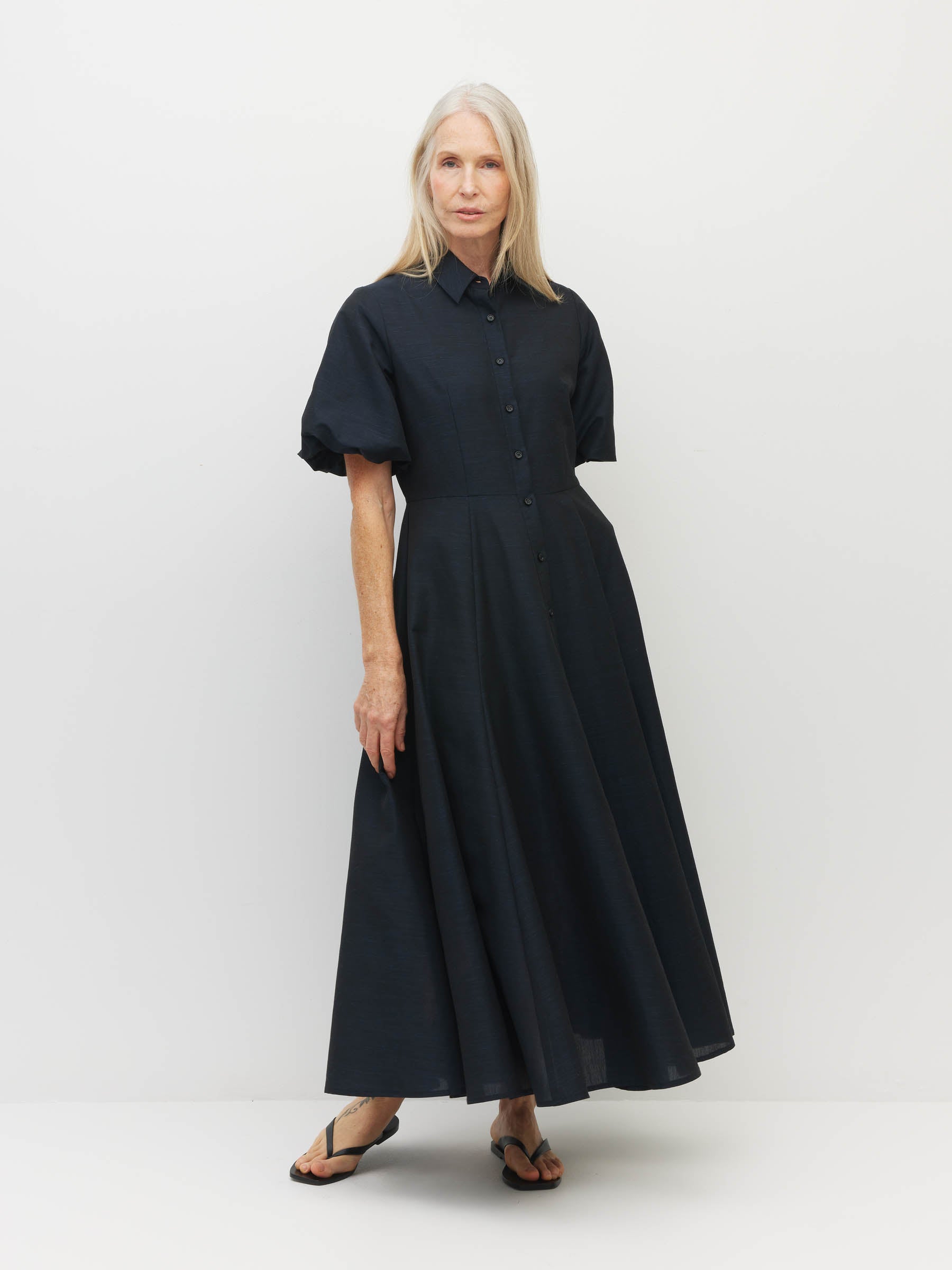 Corfu Dress (Lustre) Deep Indigo