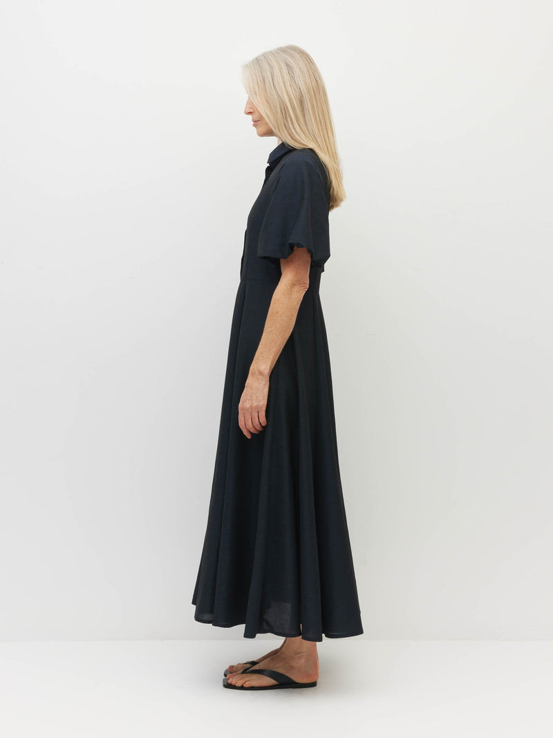 Corfu Dress (Lustre) Deep Indigo
