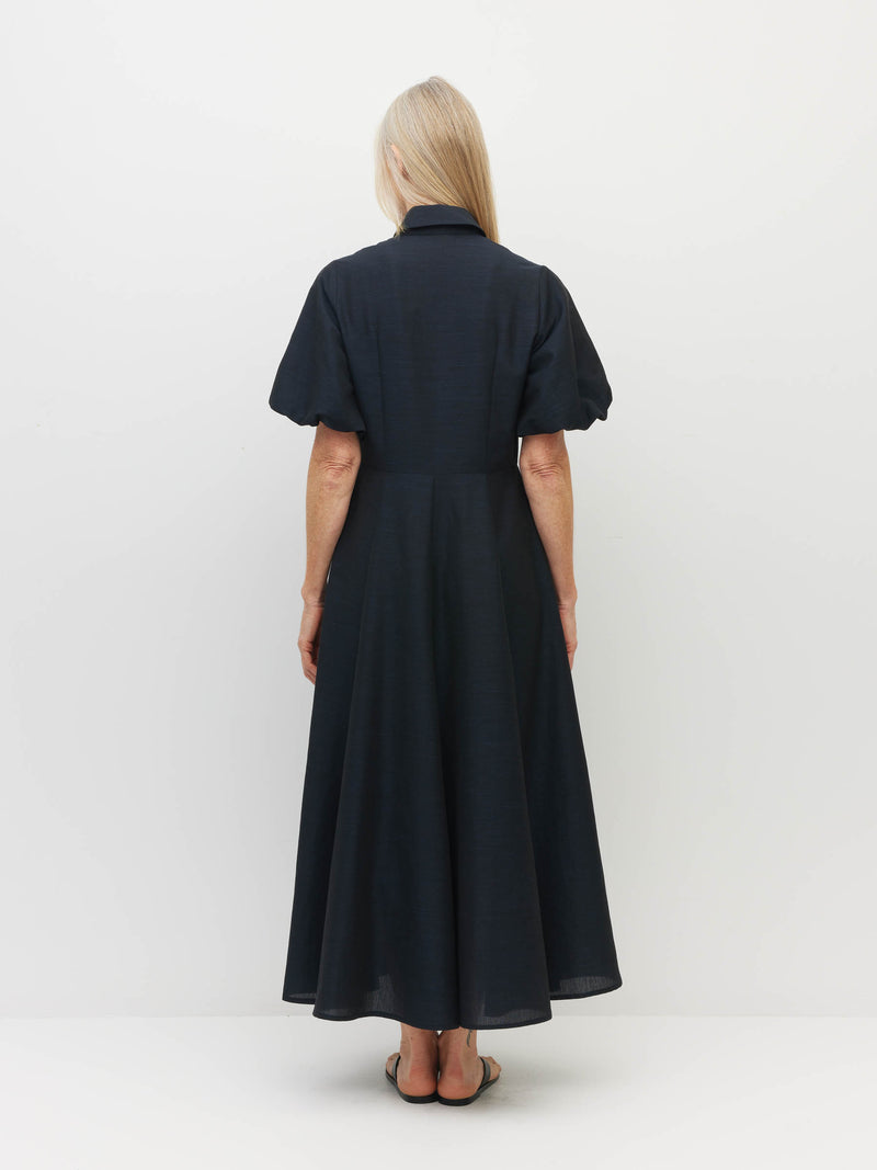 Corfu Dress (Lustre) Deep Indigo