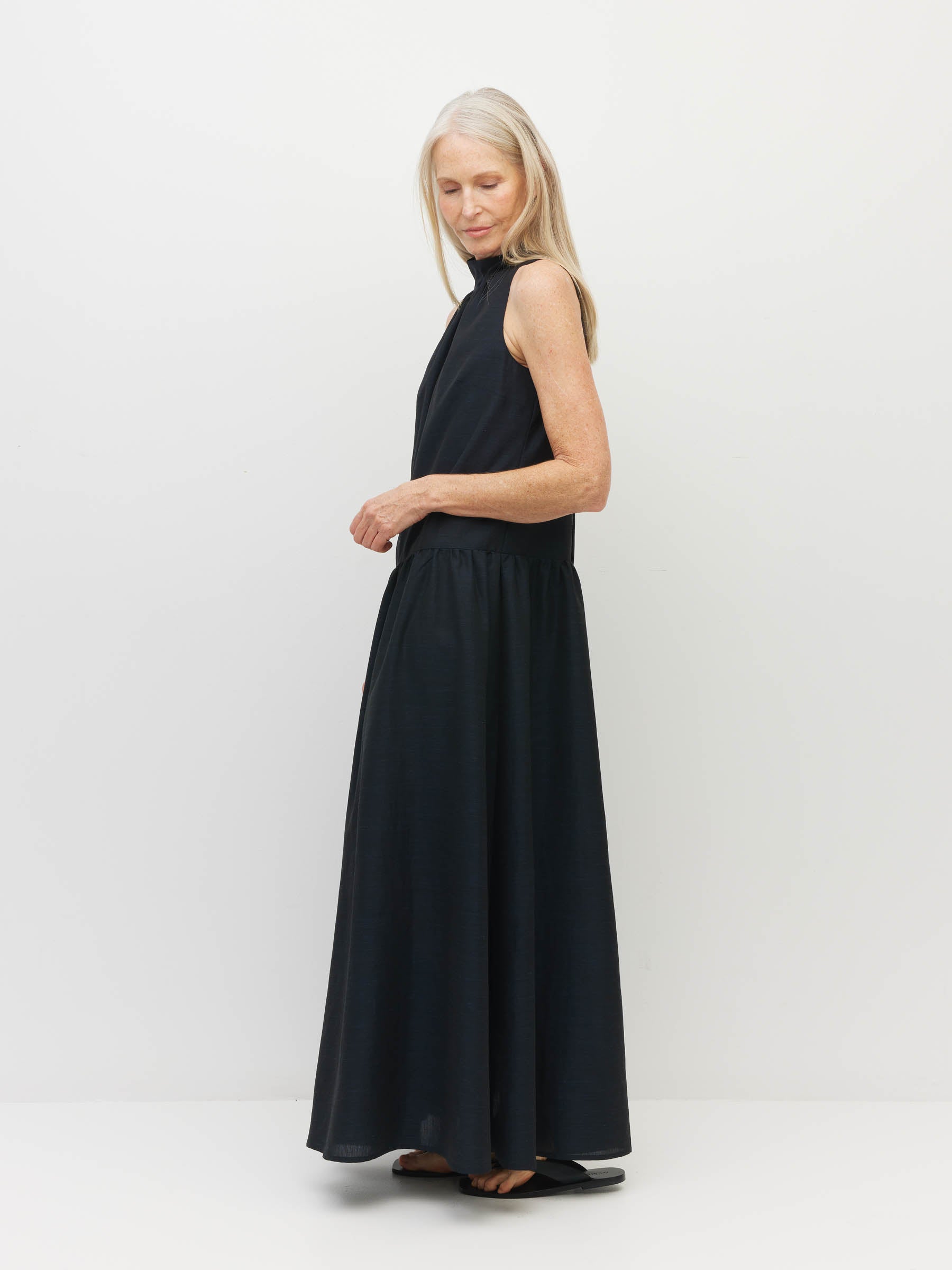Ramona Dress (Lustre) Deep Indigo