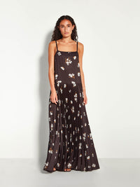 Betty Pleat Dress (Moonflower Twill) Golden