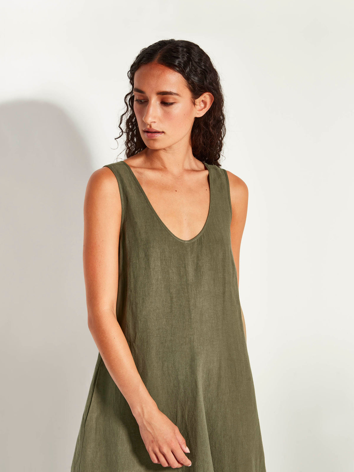 Vanya Dress (Soft Linen) Khaki