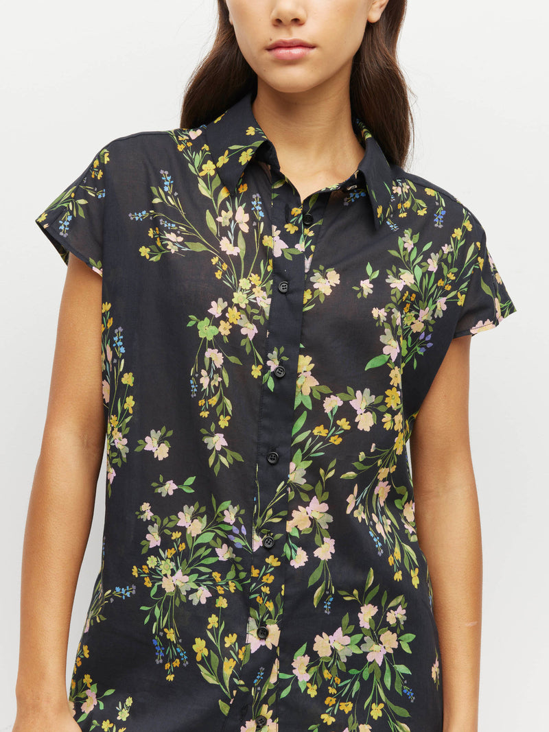 Eleanor Shirt (Dark Garland Cotton) Painted Petals