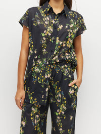 Eleanor Shirt (Dark Garland Cotton) Painted Petals