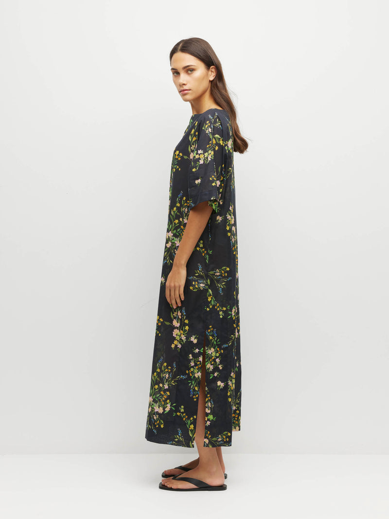 Kiko Dress (Dark Garland Cotton) Painted Petals