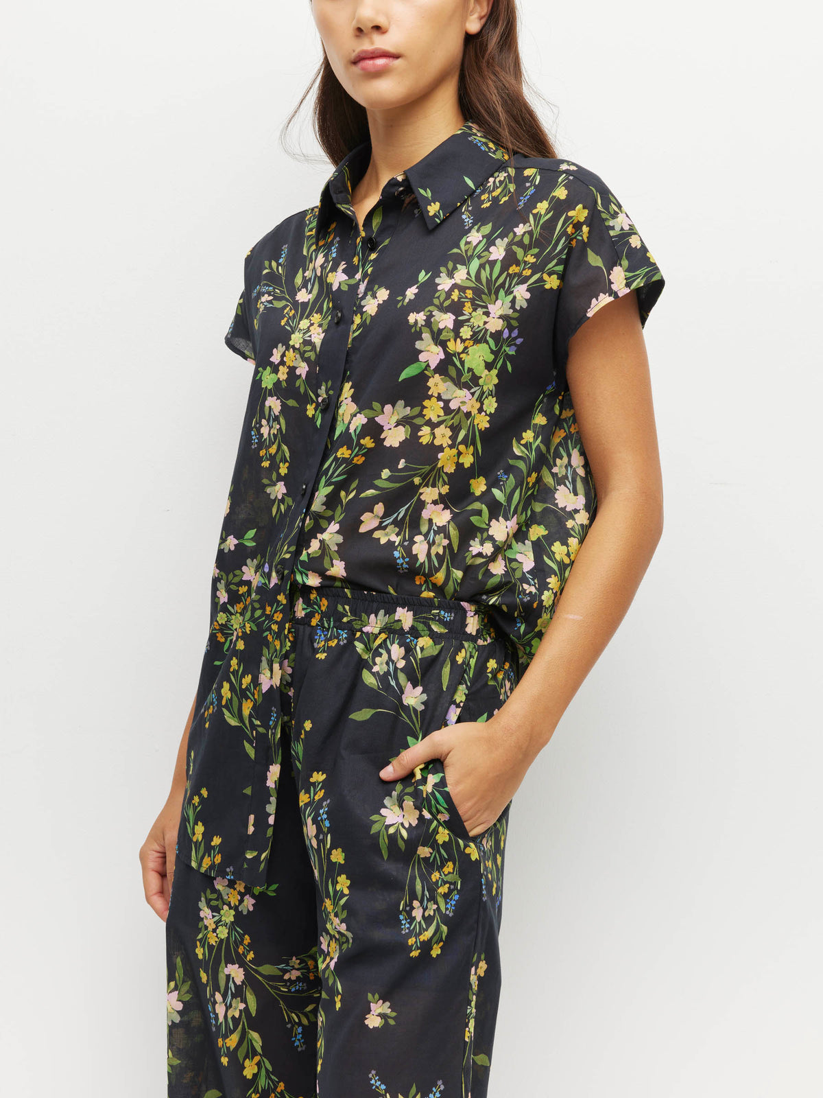 Koa Trouser (Dark Garland Cotton) Painted Petals