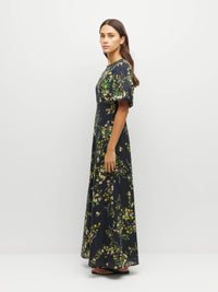 Luciana Dress (Dark Garland Cotton) Painted Petals