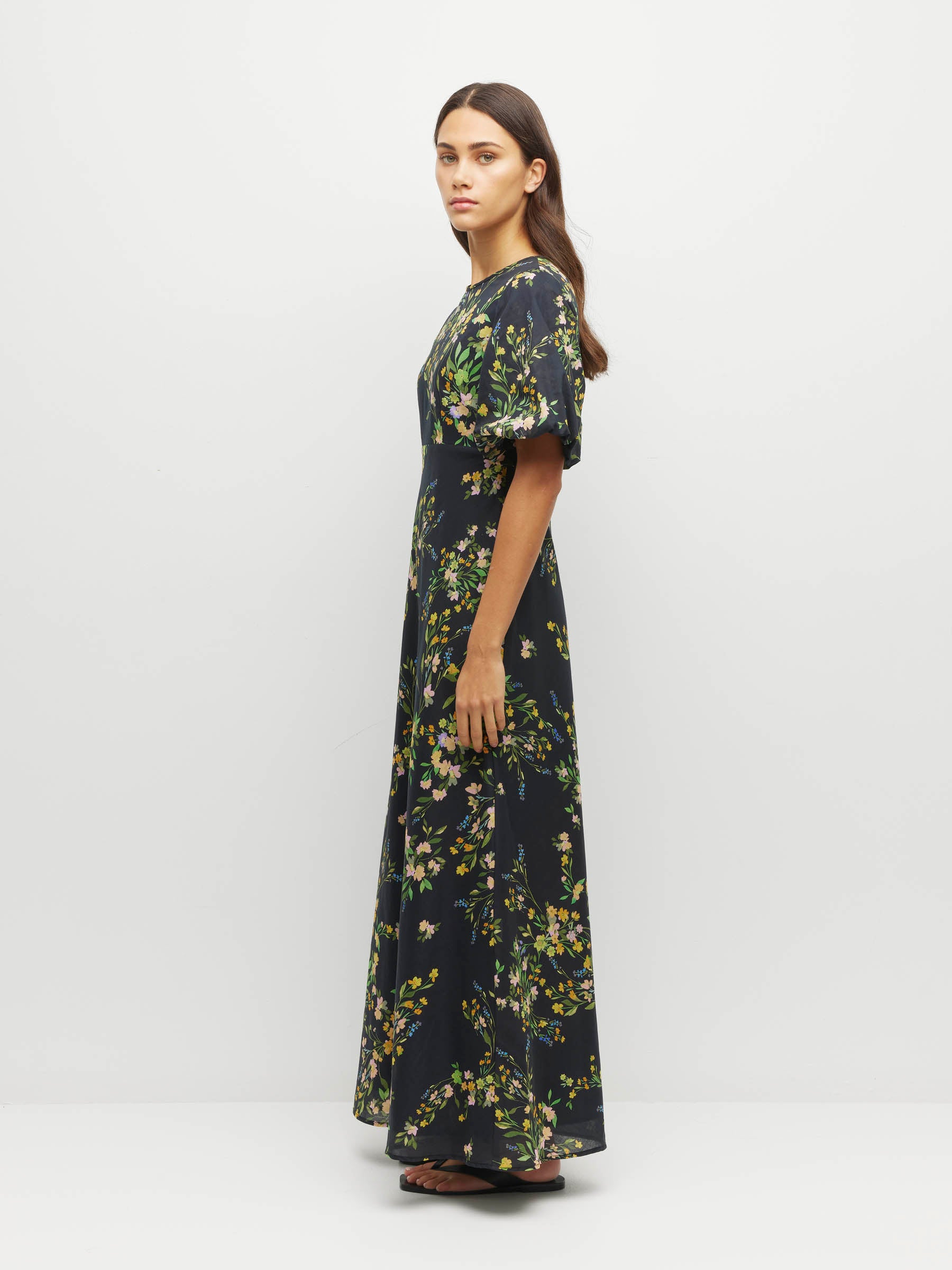 Luciana Dress (Dark Garland Cotton) Painted Petals