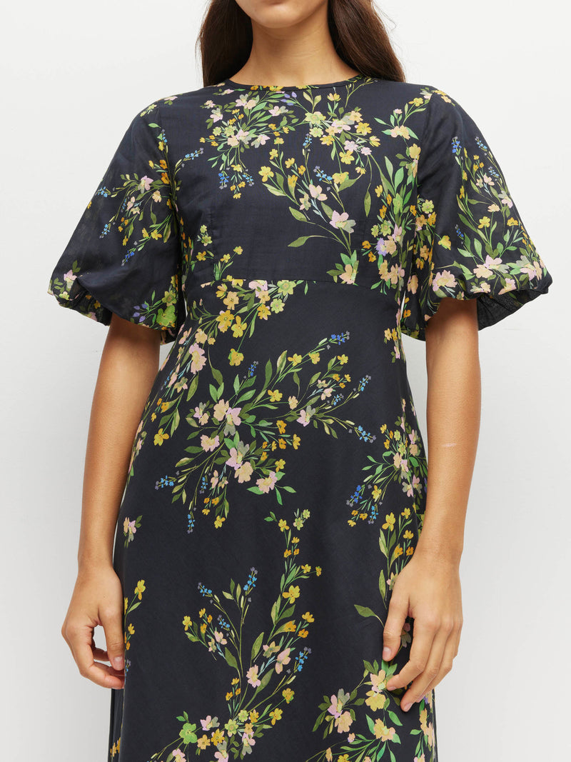 Luciana Dress (Dark Garland Cotton) Painted Petals