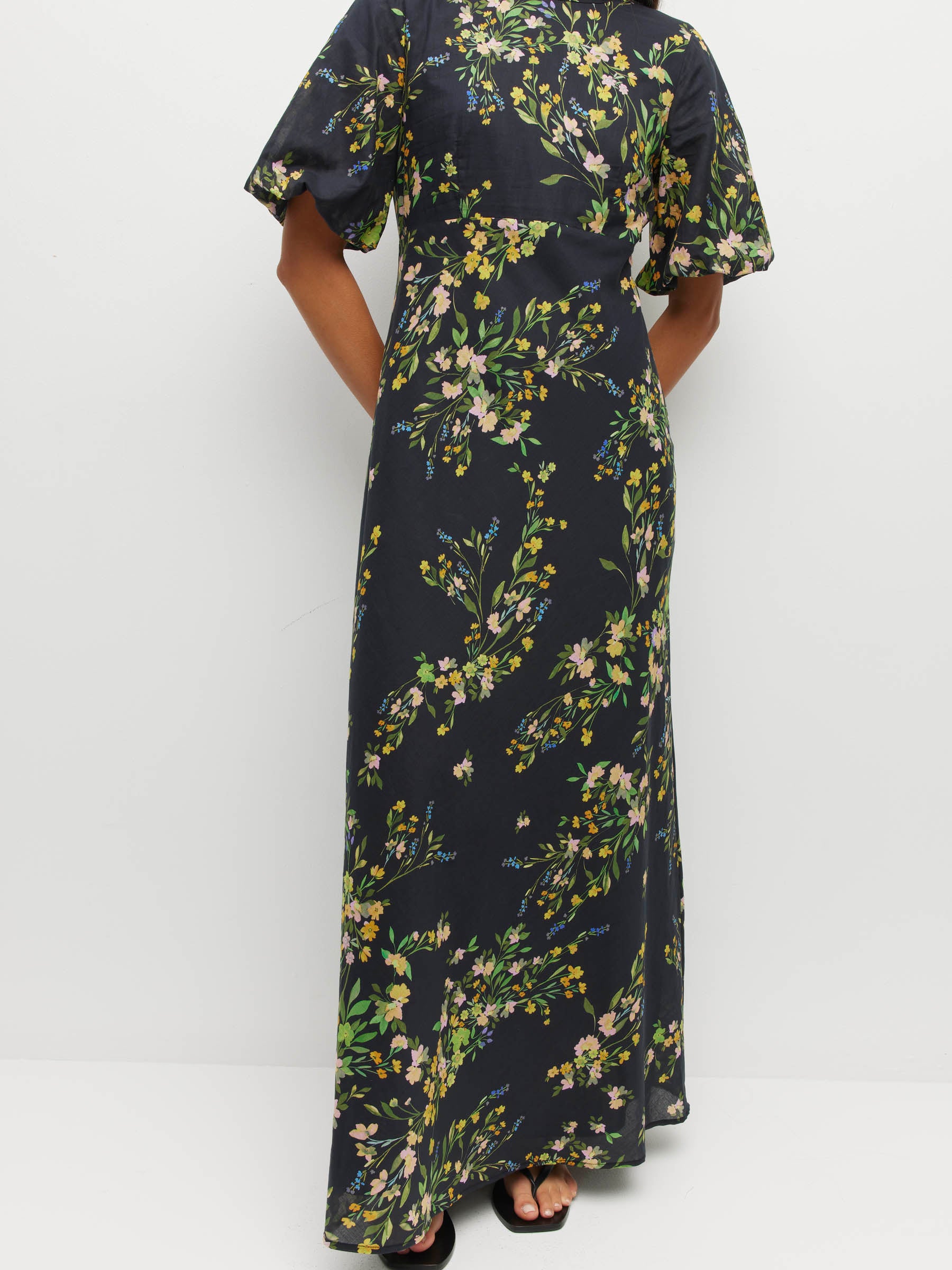 Luciana Dress (Dark Garland Cotton) Painted Petals