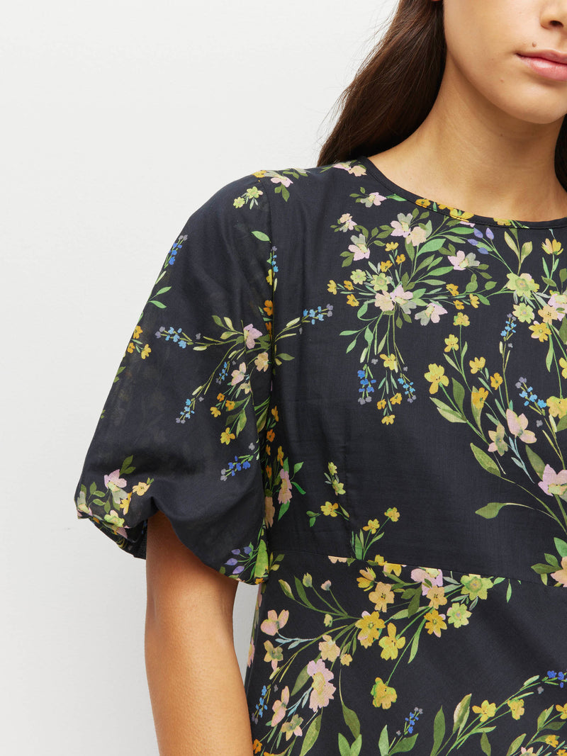 Luciana Dress (Dark Garland Cotton) Painted Petals