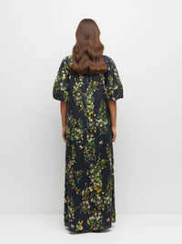 Piper Dress (Dark Garland Cotton) Painted Petals