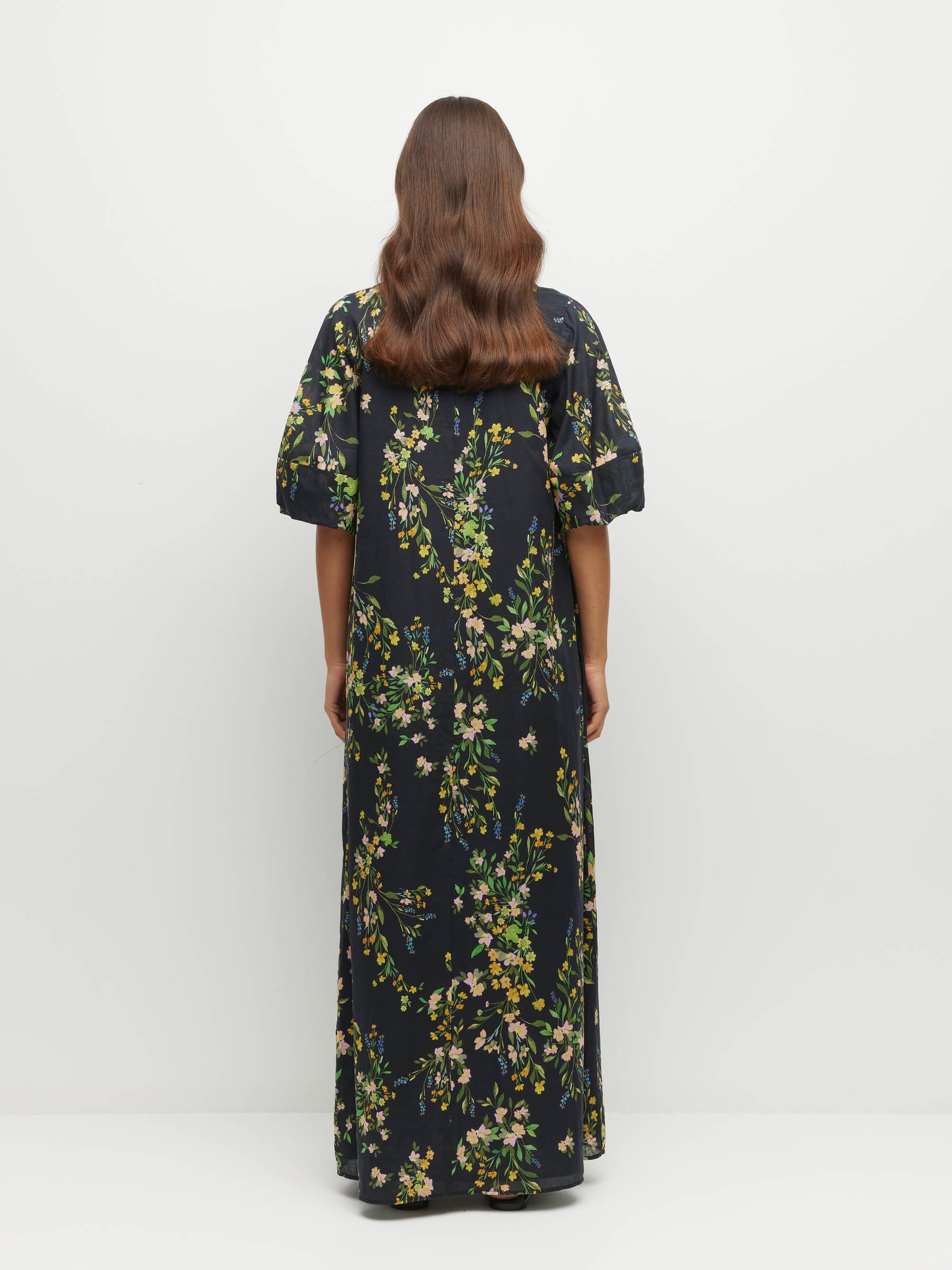 Piper Dress (Dark Garland Cotton) Painted Petals