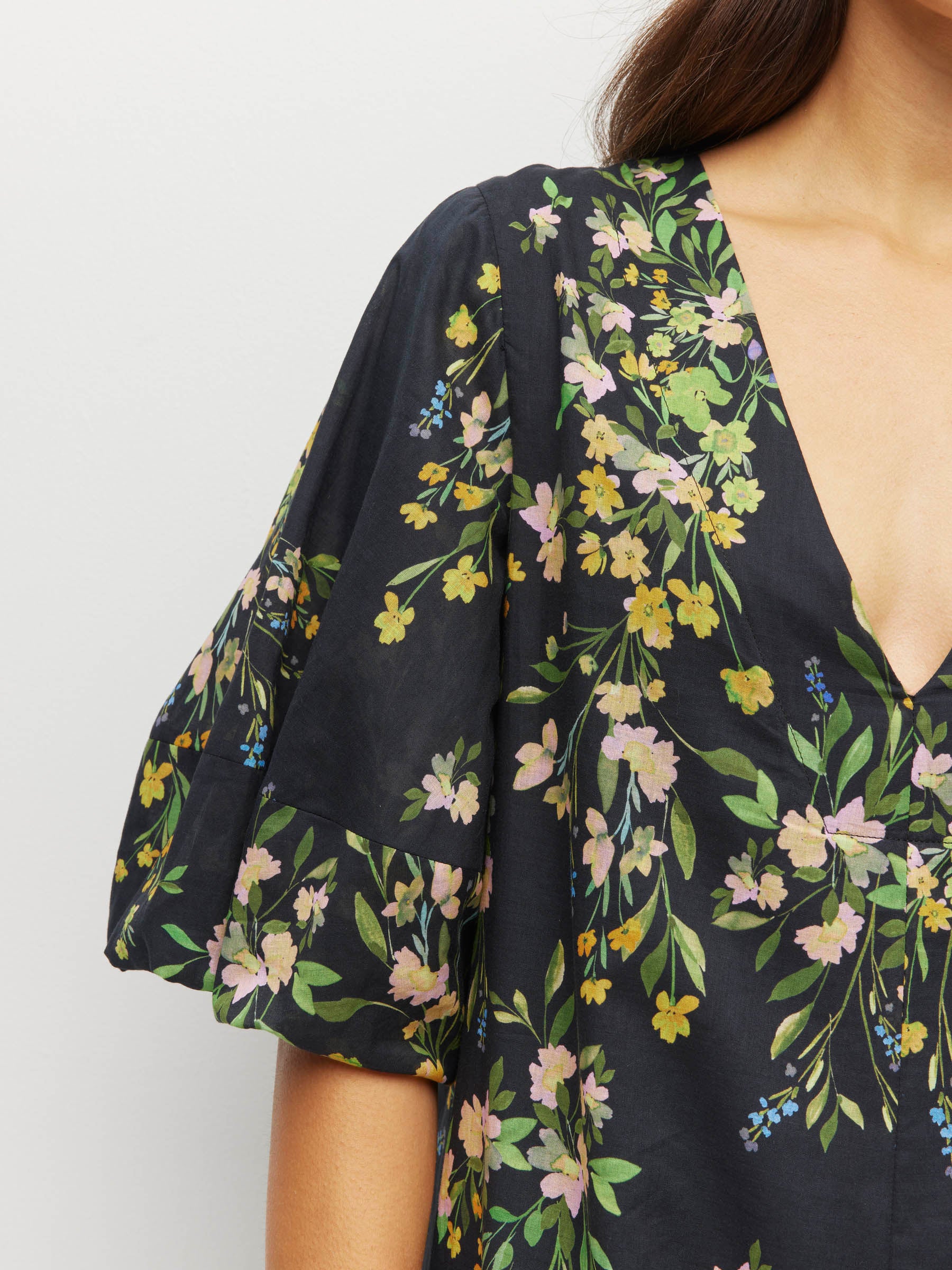 Piper Dress (Dark Garland Cotton) Painted Petals