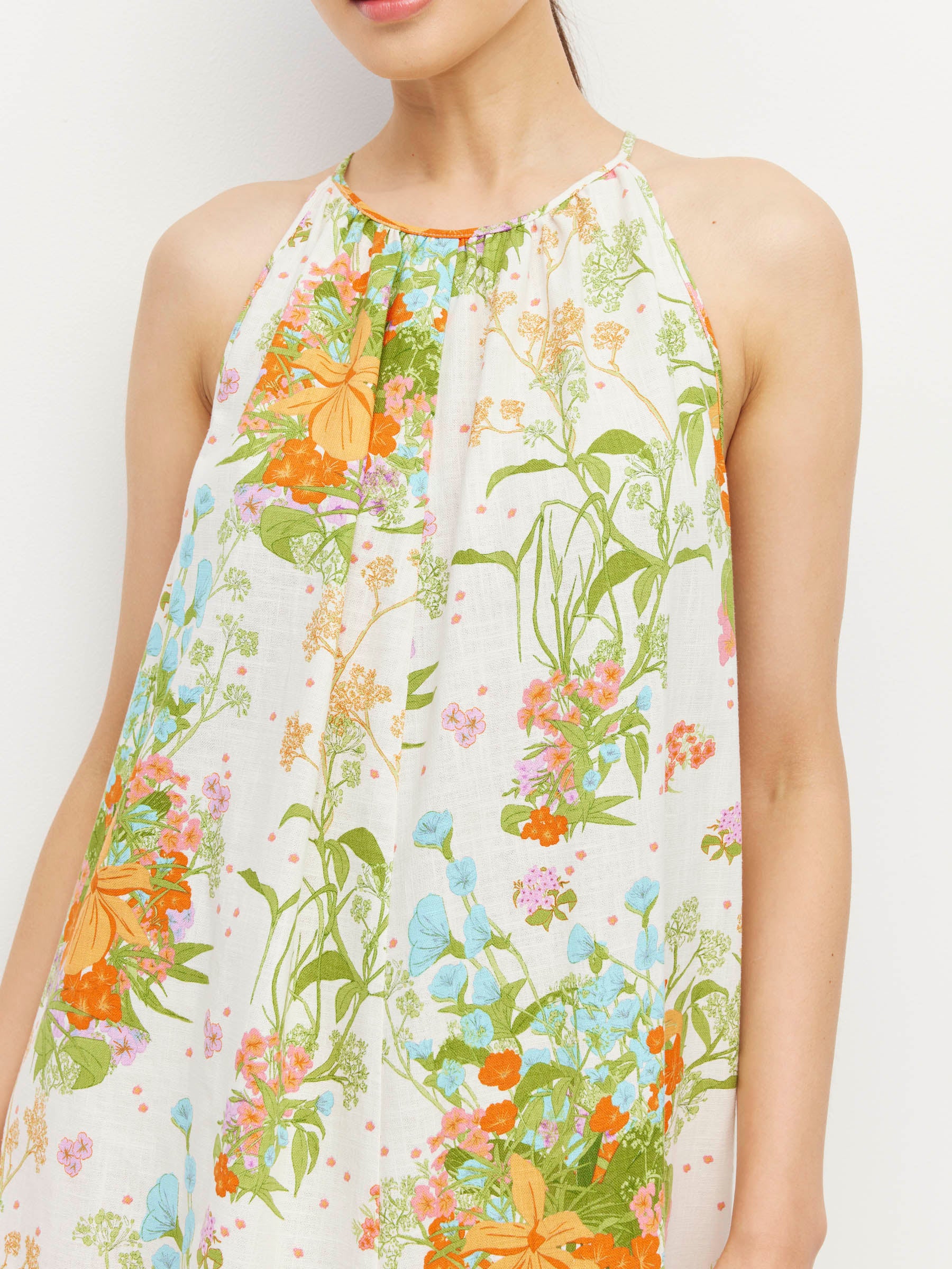 Astrid Dress (Floret Linen) Amberlight