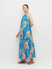 Astrid Dress (Floret Linen) Celeste