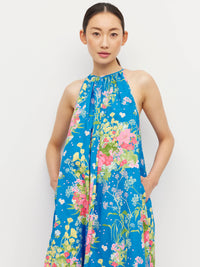 Astrid Dress (Floret Linen) Celeste