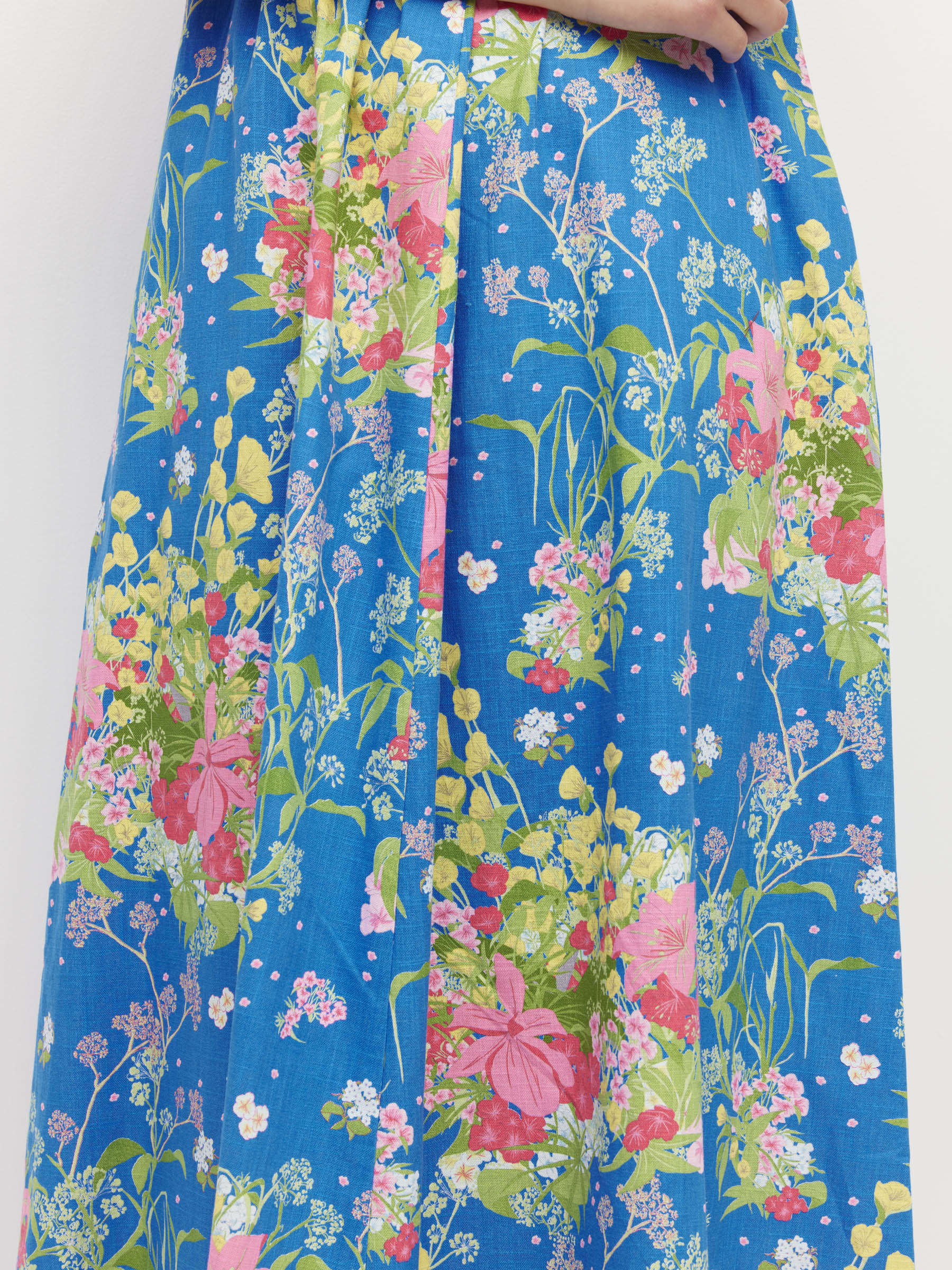 Astrid Dress (Floret Linen) Celeste