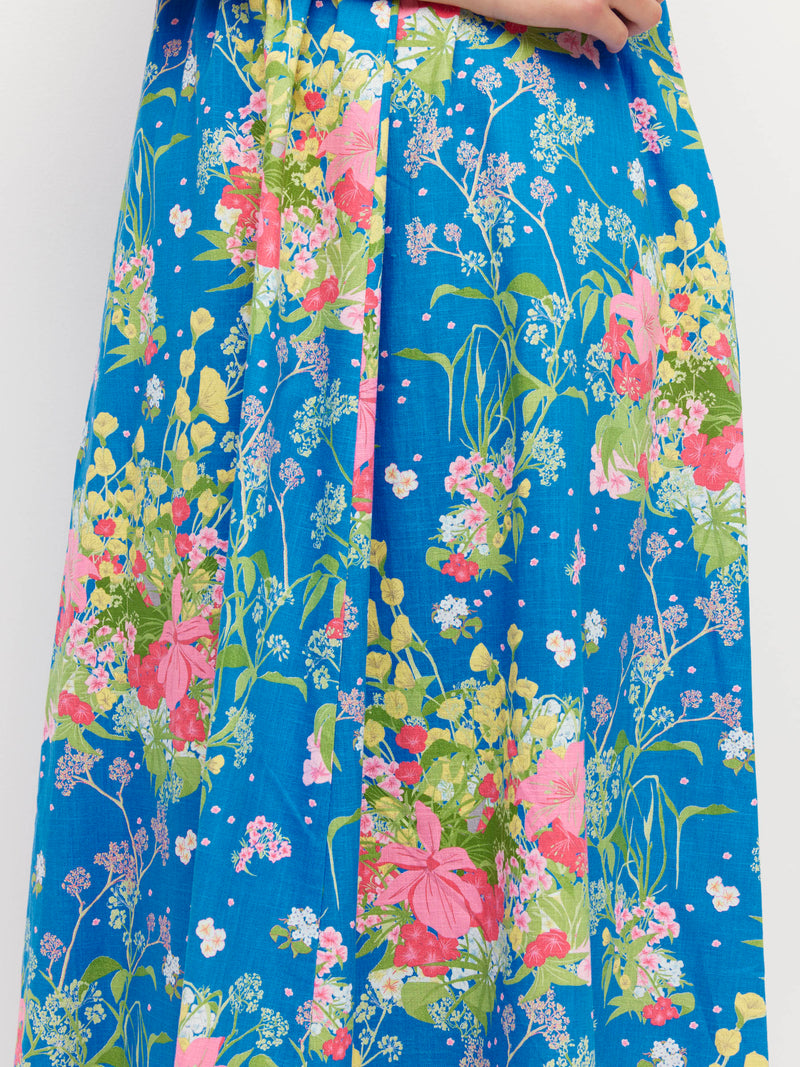 Astrid Dress (Floret Linen) Celeste