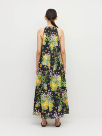 Astrid Dress (Floret Linen) Dark Citrine