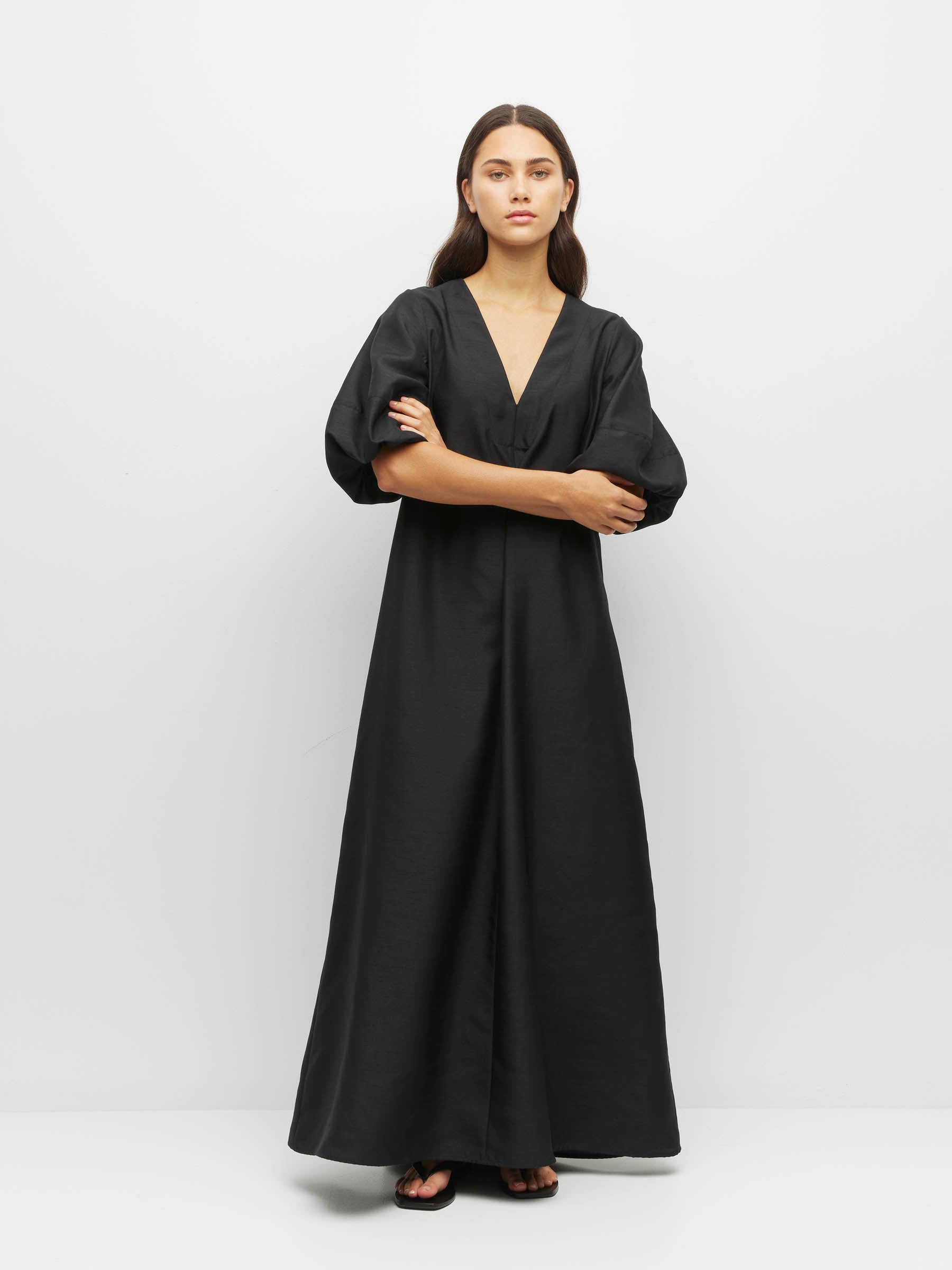 Piper Dress (Light Dupion) Black