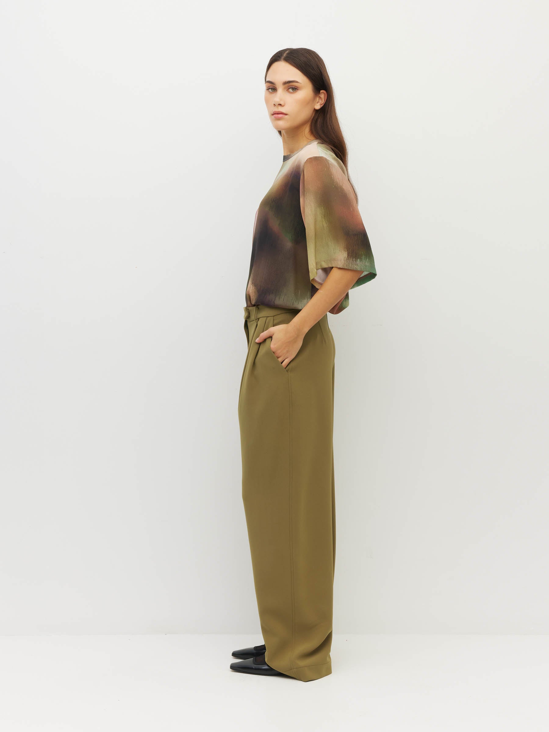 Boyfriend Pant (Drape Suiting) Dark Chartreuse