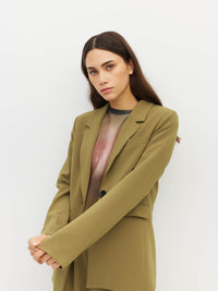 Jude Blazer (Drape Suiting) Dark Chartreuse