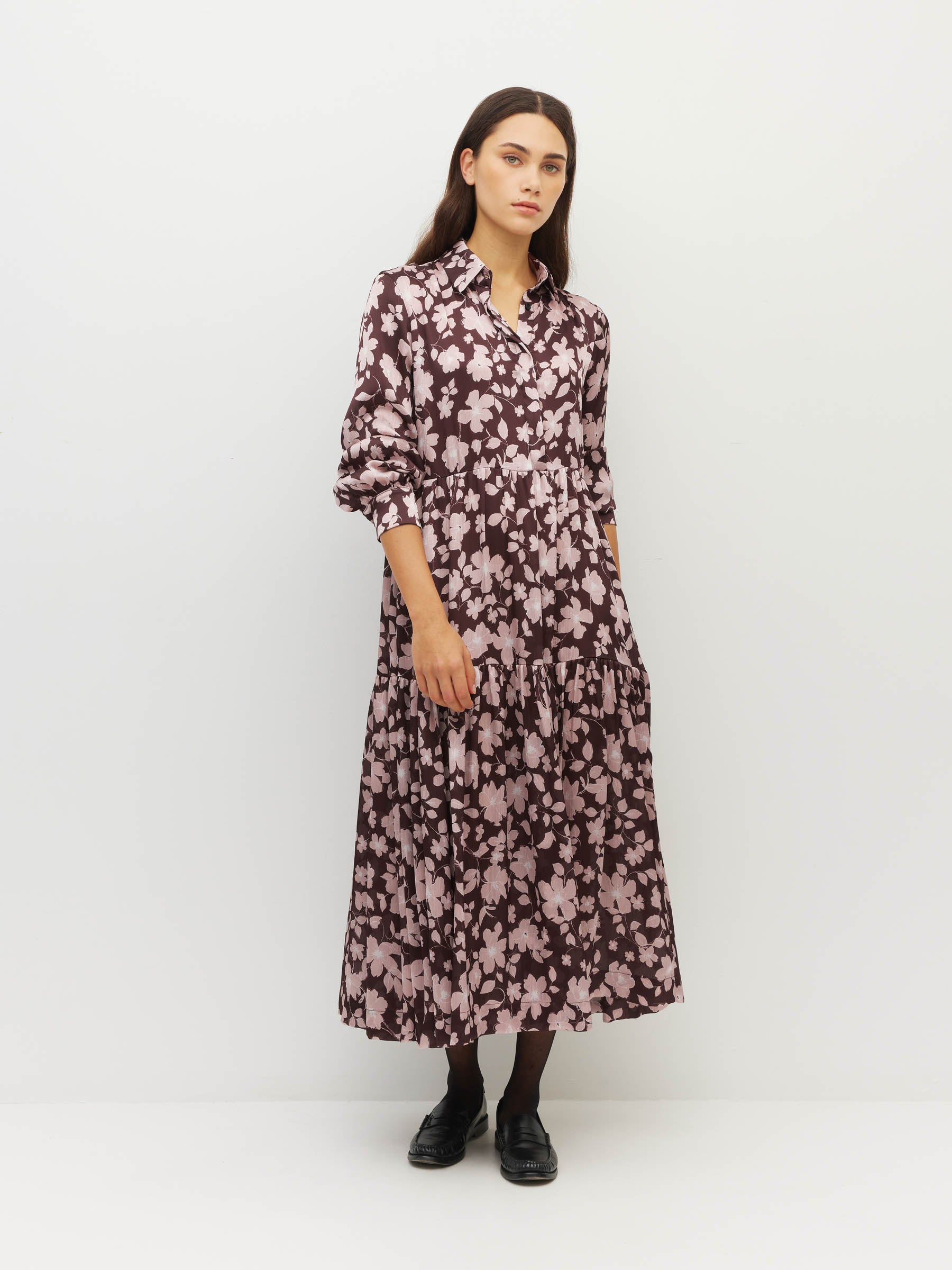 Louise Dress (Dusk Blossom Plisse) Rose Lustre