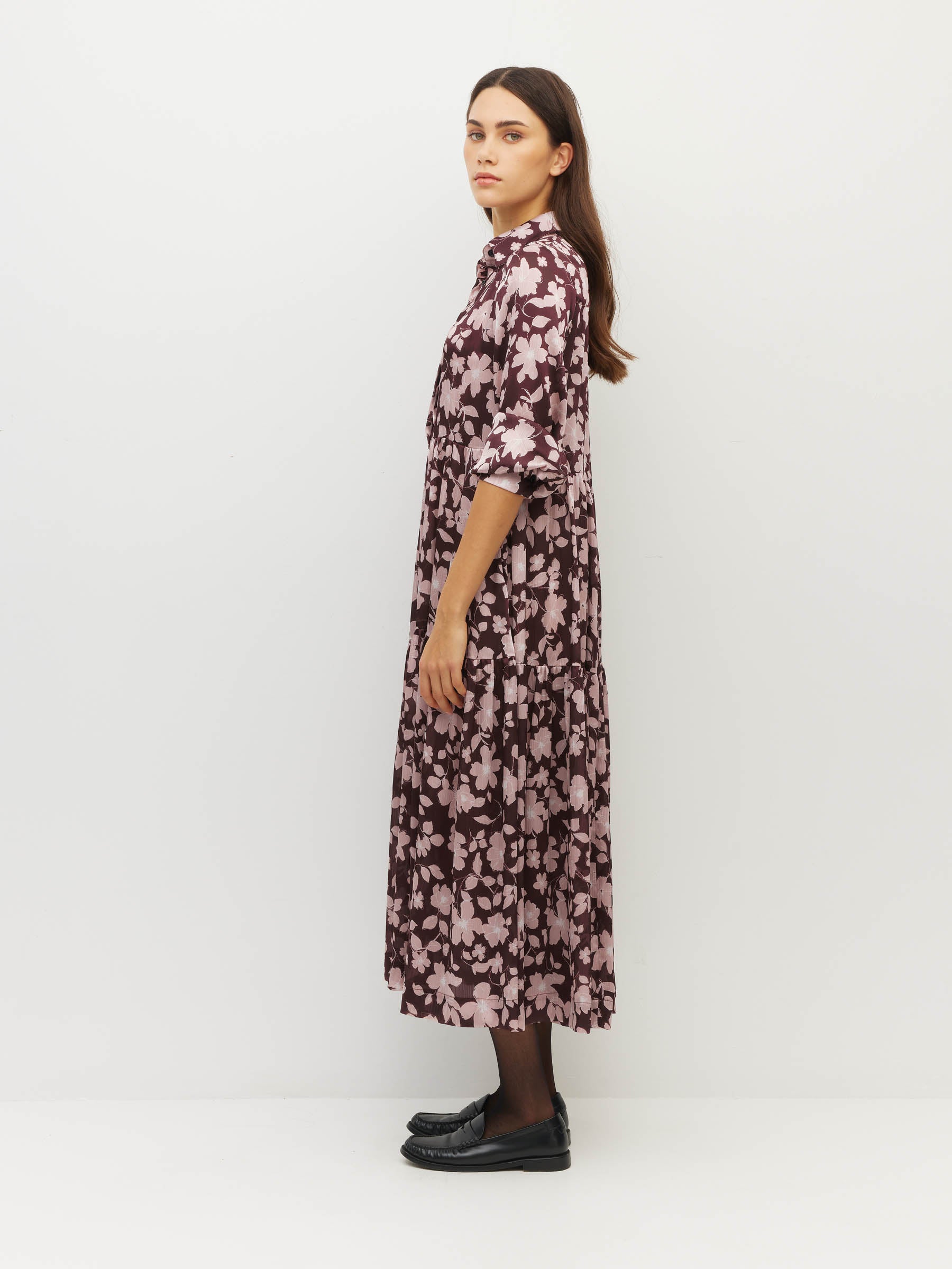 Louise Dress (Dusk Blossom Plisse) Rose Lustre