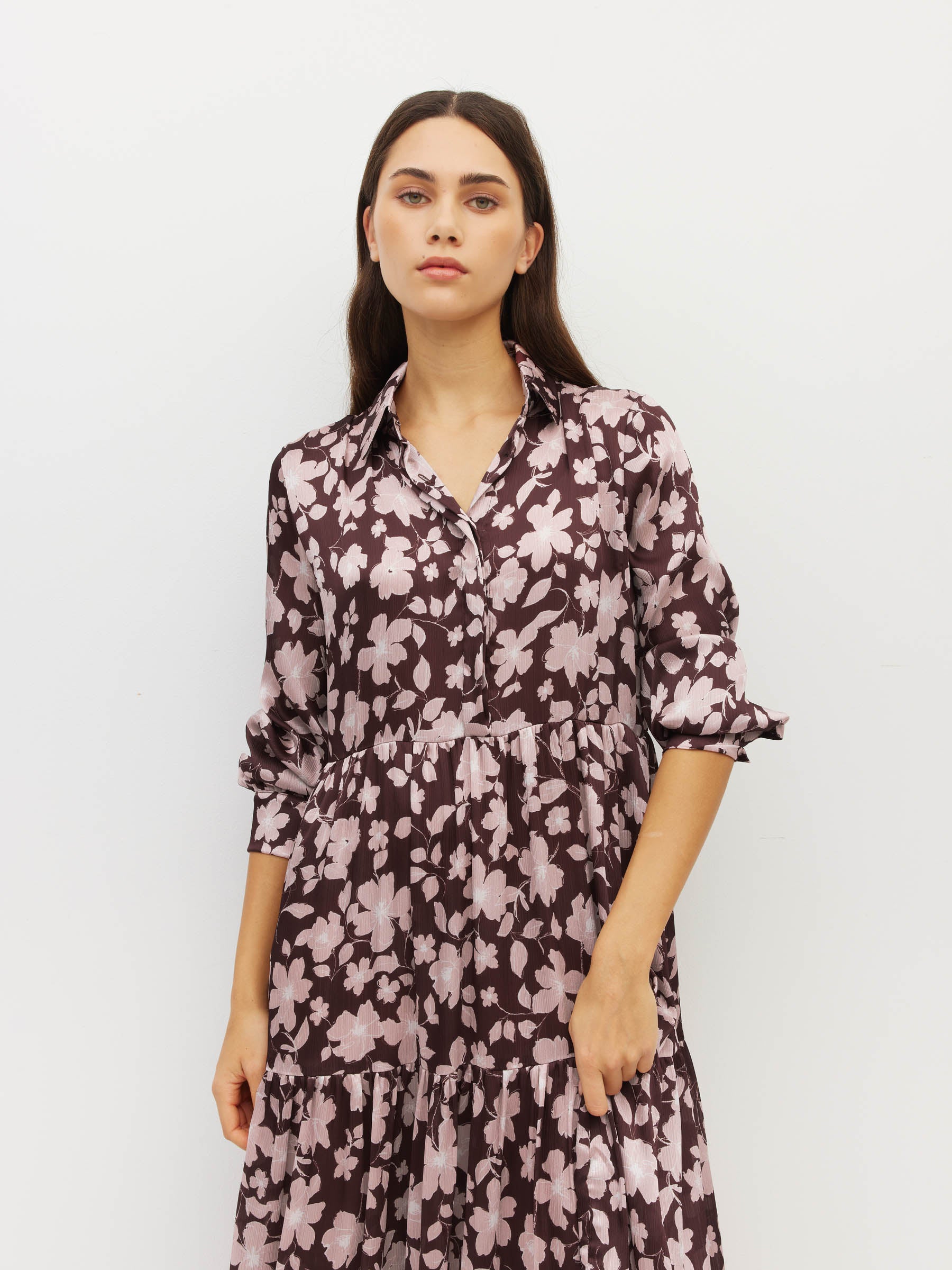 Louise Dress (Dusk Blossom Plisse) Rose Lustre