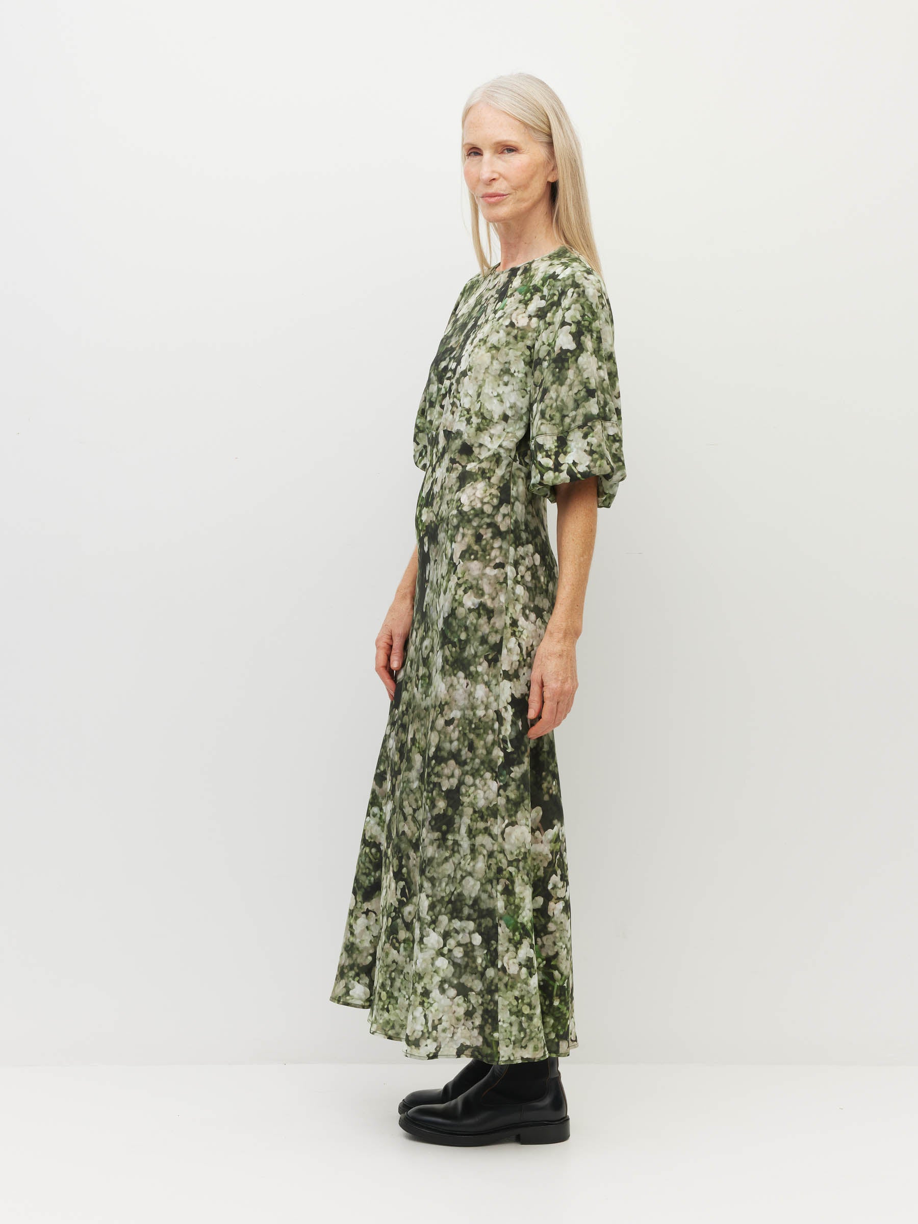 Arabella Dress (Gypsy Flora Crepe) Seagrass