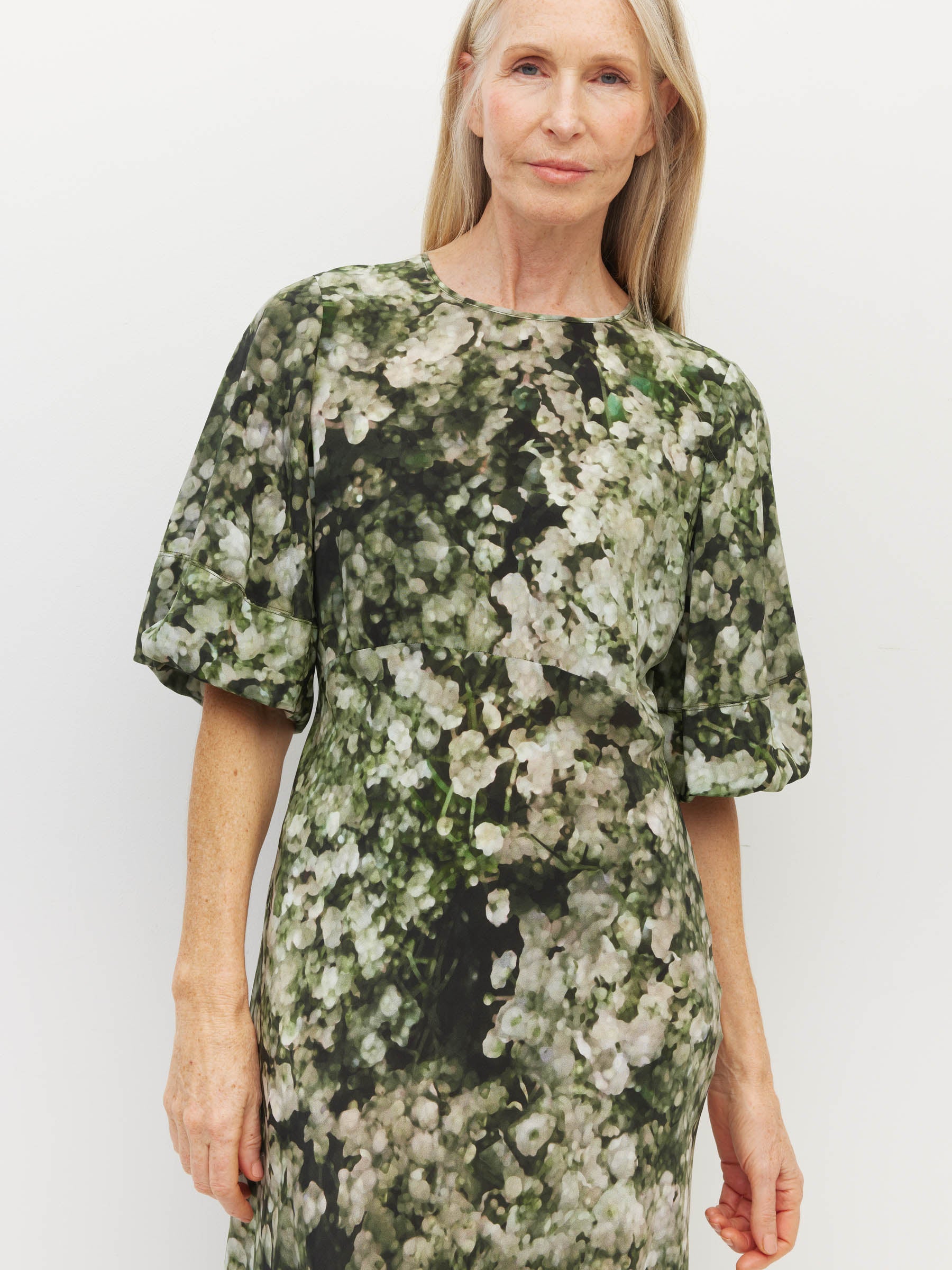 Arabella Dress (Gypsy Flora Crepe) Seagrass