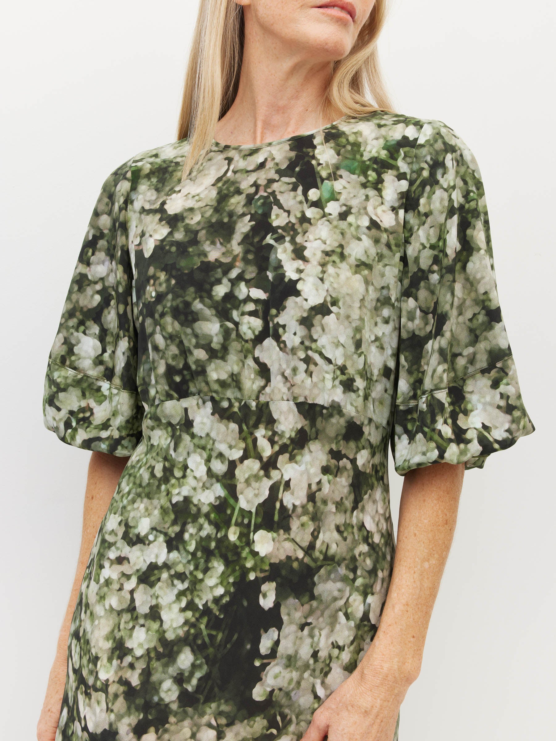 Arabella Dress (Gypsy Flora Crepe) Seagrass