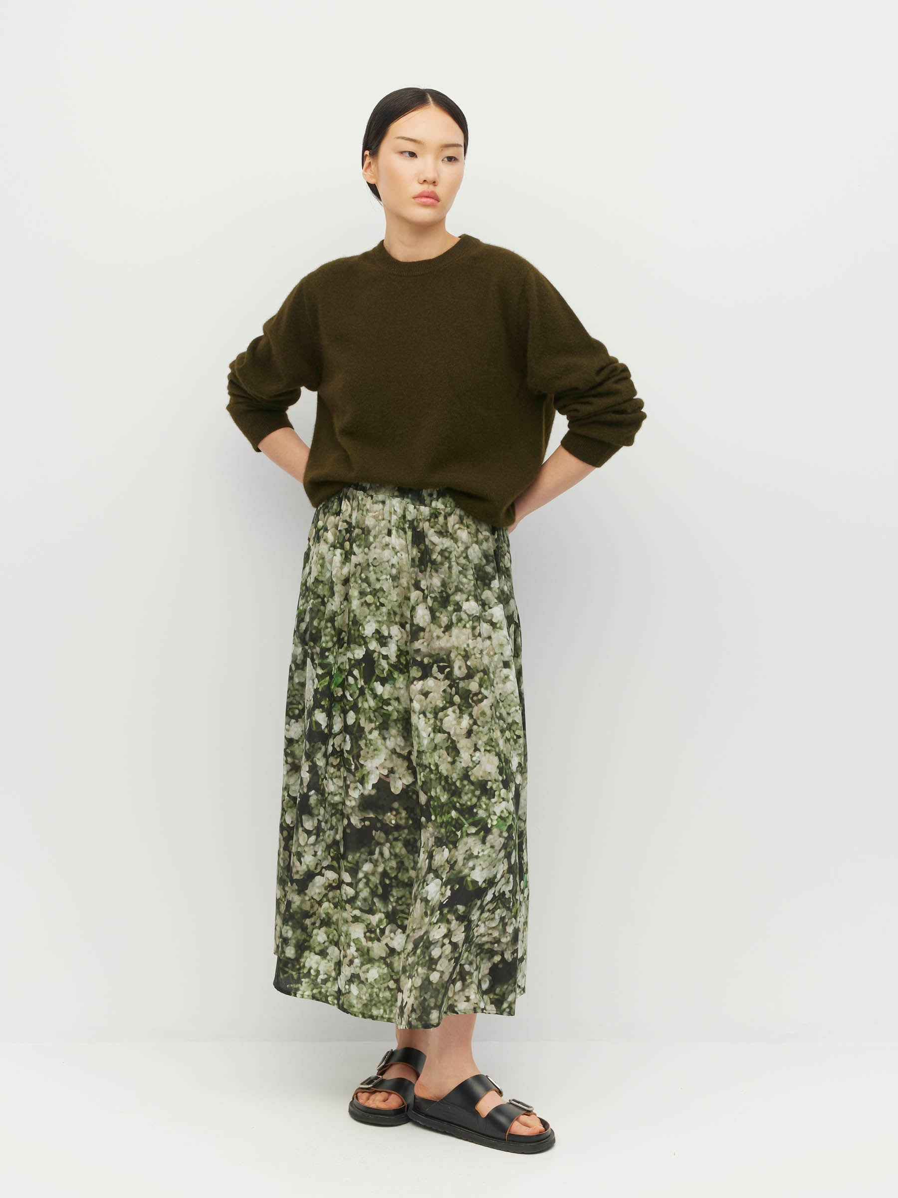 Arcade Skirt (Gypsy Flora Crepe) Seagrass